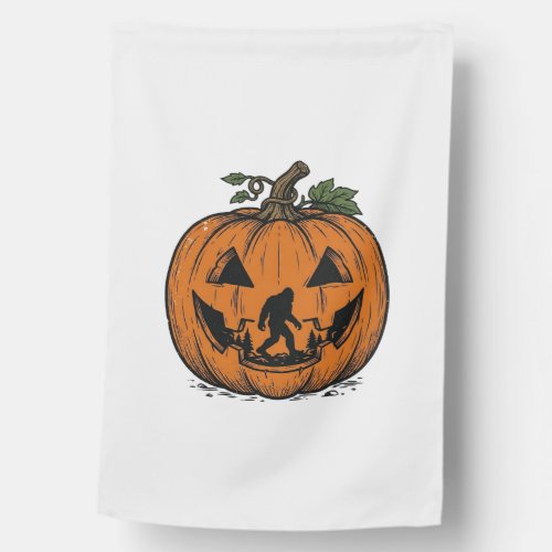 Vintage Bigfoot Pumpkin Halloween Vector Design_1 House Flag