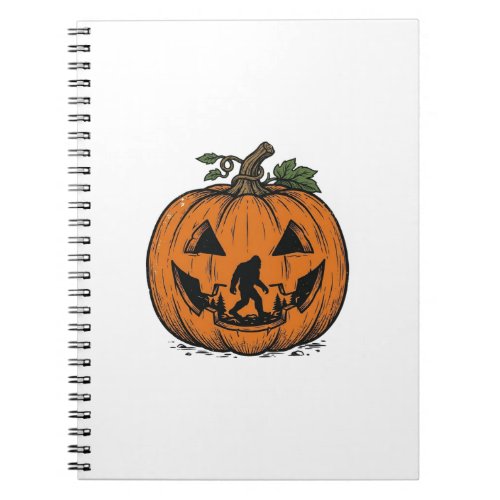 Vintage Bigfoot Pumpkin Halloween Vector Design_1 Notebook