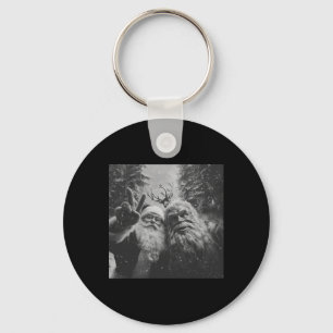 Vintage Bigfoot Santa Claus Selfie Christmas  Keychain