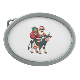 Vintage Bigfoot Santa Riding Cow Christmas Funny F Belt Buckle