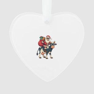 Vintage Bigfoot Santa Riding Cow Christmas Funny F Ornament