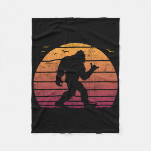 Vintage Bigfoot Surfing Beach Vacation Retro Surf Fleece Blanket