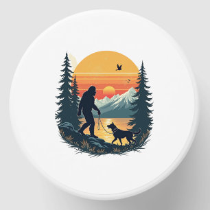 Vintage Bigfoot Walking Dog Mountain Sunset Retro Mini Candle Favors