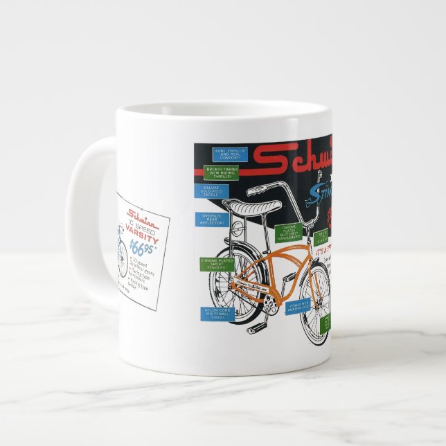 Vintage Bike Ad Giant Coffee Mug (Front Left)