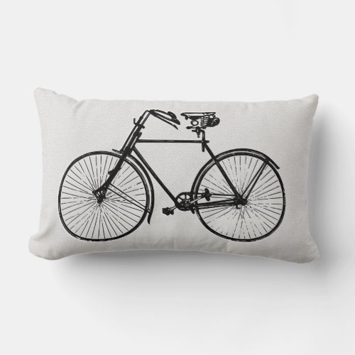 Vintage bike bicycle  black white Throw pillow
