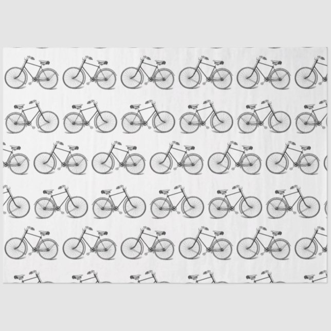 Vintage Bike Bicycle Black White  Tissue Paper (Front)