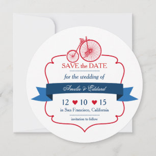 Vintage Bike Cyclist Wedding Theme Save the Date