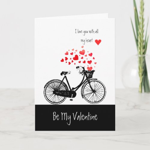 Vintage Bike Love Biking Hearts Custom Valentine Holiday Card