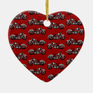 Vintage Bike Pattern Ceramic Ornament