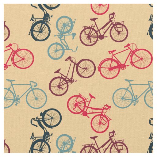 Vintage bike pattern fabric | Zazzle