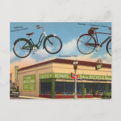 Vintage Bike Store Postcard
