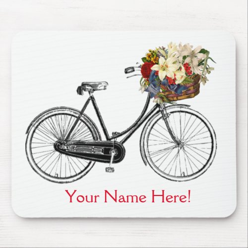 Vintage Bike with Flowers Mousepad