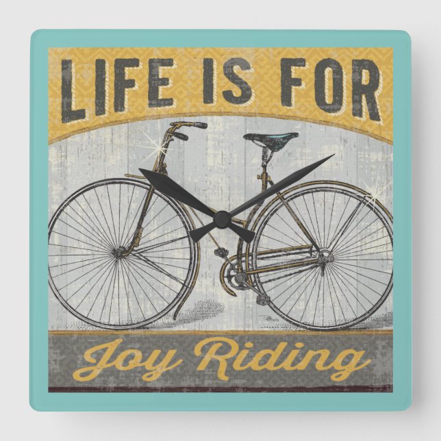 Vintage Bike With Quote Square Wall Clock (Front)