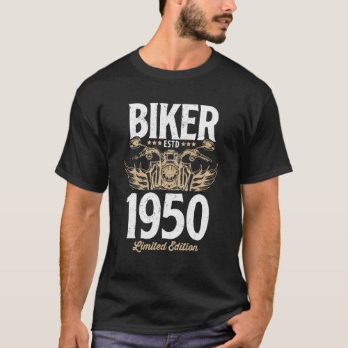 Vintage Biker  Men Women Motorcycle  Born In 1950 T_Shirt
