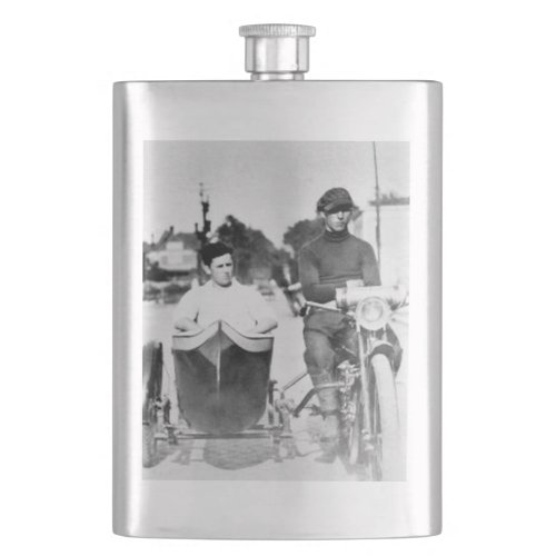 Vintage Biker Outlaw Motorcycle and Sidecar Flask