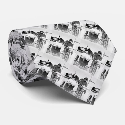 Vintage Biker Outlaw Motorcycle and Sidecar Neck Tie