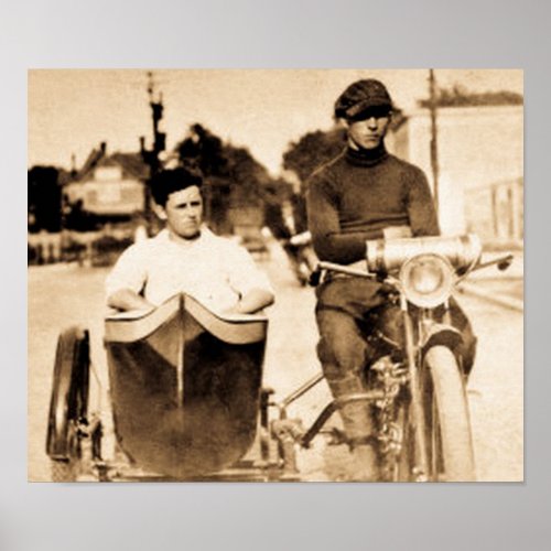Vintage Biker Outlaw Motorcycle  Sidecar Poster