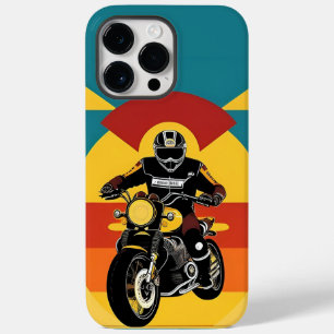 🌄 Vintage Biker Riding Into Glowing Sunset  Case-Mate iPhone 14 Pro Max Case