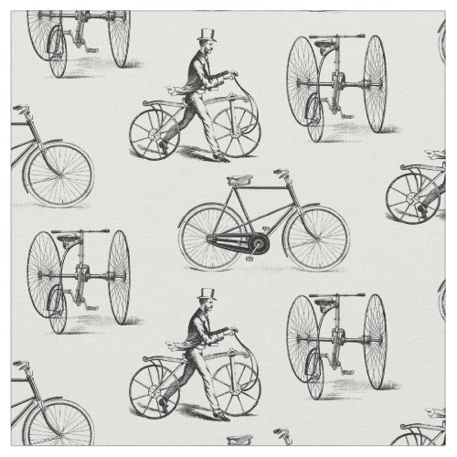 Vintage Bikes Victorian Bicycles Fabric