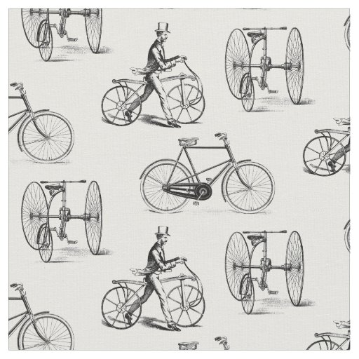 Vintage Bikes Victorian Bicycles Fabric