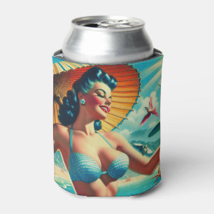 Vintage Bikini Pin-up Can Cooler