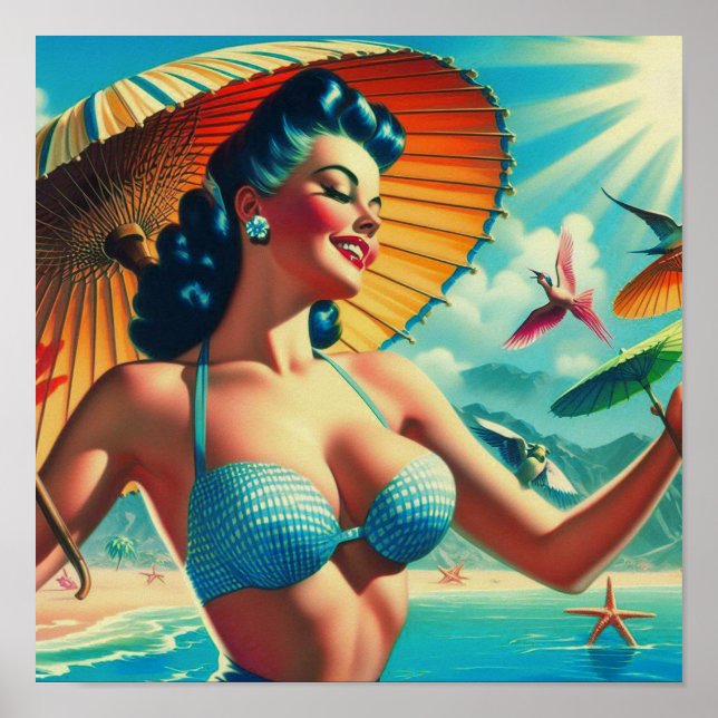Vintage Bikini Pin-up Poster (Front)