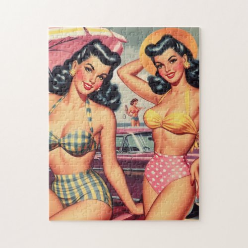 Vintage Bikini Pin Ups Illustration Jigsaw Puzzle
