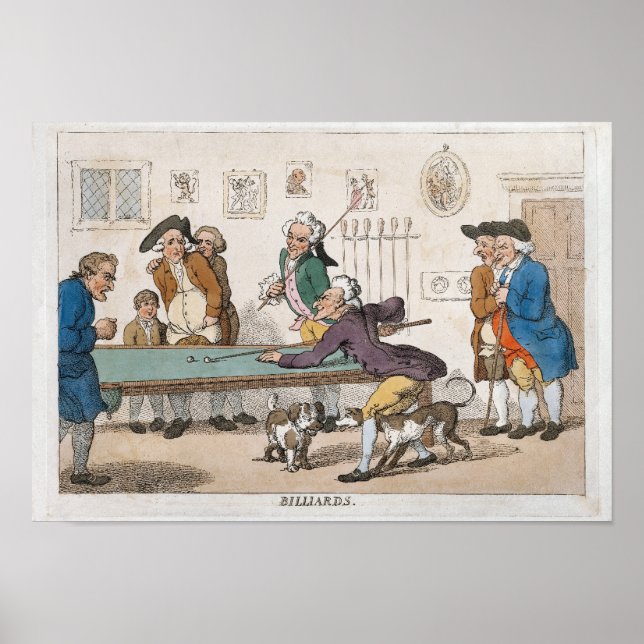 Vintage Billards Print Early Caricatures Poster (Front)