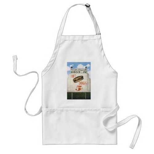 Vintage Billboard Worlds Largest Drive In Hotdogs Adult Apron