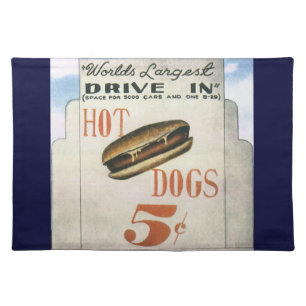 Vintage Billboard, Worlds Largest Drive In Hotdogs Cloth Placemat