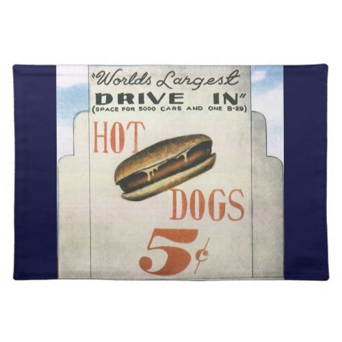Vintage Billboard Worlds Largest Drive In Hotdogs Cloth Placemat
