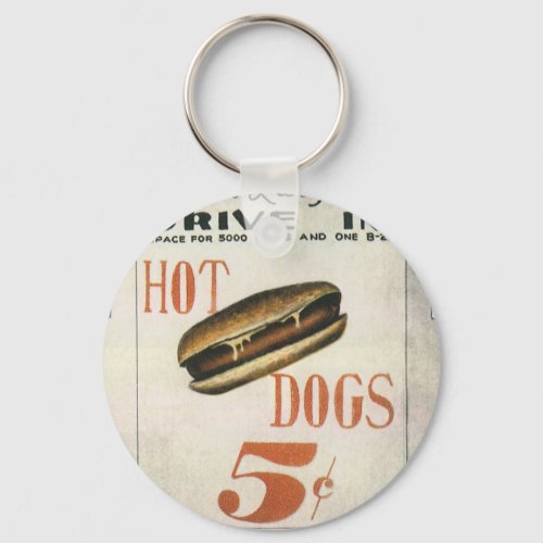 Vintage Billboard Worlds Largest Drive In Hotdogs Keychain