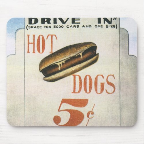 Vintage Billboard Worlds Largest Drive In Hotdogs Mouse Pad
