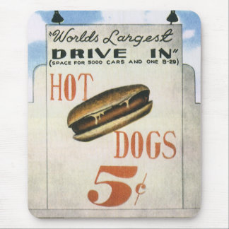 Vintage Billboard, Worlds Largest Drive In Hotdogs Mouse Pad