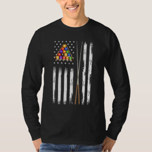 Vintage Billiard American Flag Men Pool Player USA T-Shirt