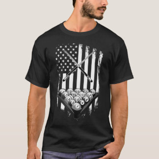Vintage Billiard American Flag Pool Player Present T-Shirt