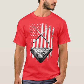 Vintage Billiard American Flag Pool Player Present T-Shirt