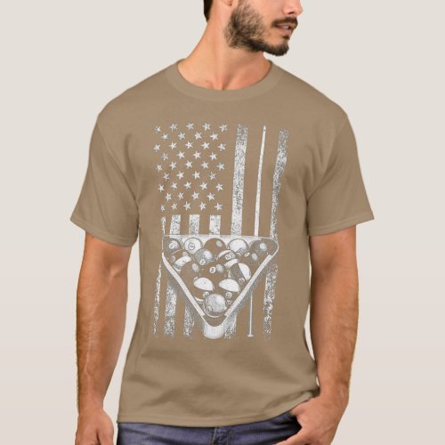 Vintage Billiard American Flag Pool Player T_Shirt
