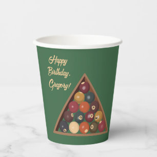 Vintage Billiard Balls Custom Pool Table Themed Paper Cups