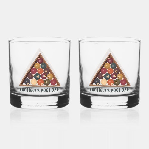 Vintage Billiard Balls Custom Pool Table Themed Whiskey Glass