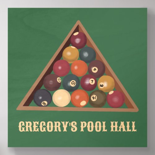 Vintage Billiard Balls Custom Pool Table Themed Wood Photo Tile