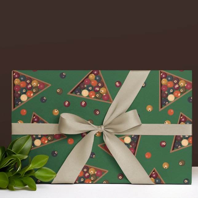 Vintage Billiard Balls Pool Table Themed Wrapping Paper (Creator Uploaded)