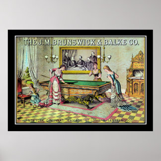 Vintage Billiards Game Poster Print