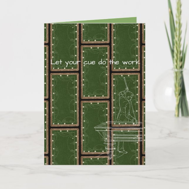 Vintage Billiards Table Pool Player Antique Unique Card (Front)