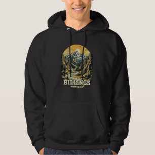 Vintage Billings Montana Sunset Mountains Cityscap Hoodie