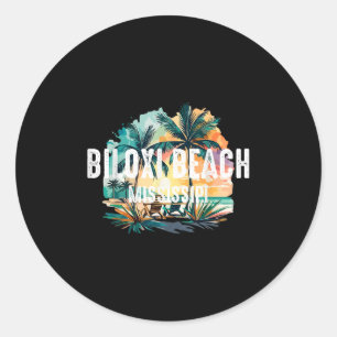 Vintage Biloxi Beach Mississippi Souvenir Retro Su Classic Round Sticker