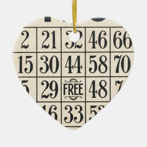 Vintage Bingo Card Ceramic Ornament