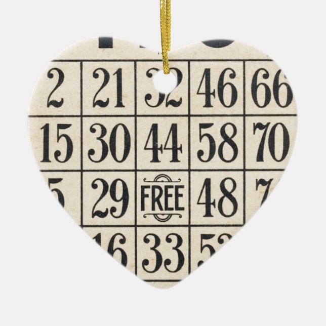 Vintage Bingo Card Ceramic Ornament (Front)