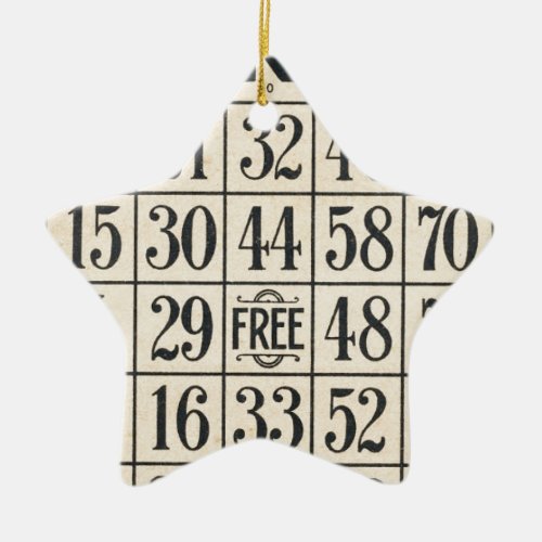 Vintage Bingo Card Ceramic Ornament