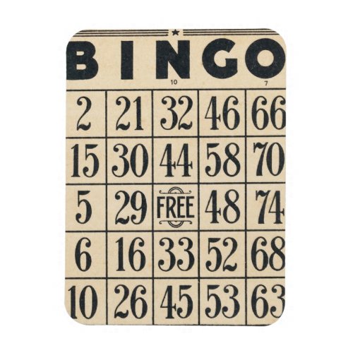 Vintage Bingo Card Flexible Magnet